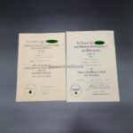 Wehrmacht Luftwaffe, 2x Urkunden Kriegsverdienstkreuz 2.Klasse mit Schwertern & Ostmedaille 41/42, Feldwebel Johann Gödtel, Kampfgeschwader 76, (Luftschlacht um England, Kursk, Donbogen)