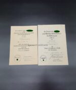 Wehrmacht Luftwaffe, 2x Urkunden Kriegsverdienstkreuz 2.Klasse mit Schwertern & Ostmedaille 41/42, Feldwebel Johann Gödtel, Kampfgeschwader 76, (Luftschlacht um England, Kursk, Donbogen)
