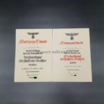 2x Beteiligungs- Urkunde Reichsberufswettkampf 1938/39 Hans Wacker