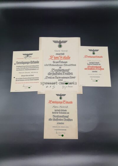 Urkunden zweier Brüder aus Würzburg Reichsberufswettkampf 1937-39