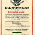 Beteiligungsurkunde Reichsberufswettkampf 1934