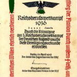 Reichsberufswettkampf 1936 Teilnahmeurkunde Bauer Josefa