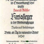 Urkunde Kreissieger 1939