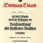 Beteiligungs- Urkunde Reichsberufswettkampf 1939 Alen Stöhler