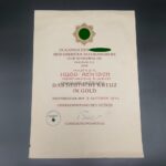 Große Verleihungsurkunde Deutsches Kreuz in Gold Major der Reserve Hugo Rentsch, Kommandeur II/A.R.251(251 I.D.)