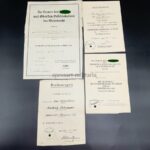 Wehrmacht Heer, 4er Urkundengruppe des Sanitäts-Feldwebel Friedrich Oetzmann, Veterinär-Kompanie 22/Transport-Sicherungs-Bataillon 384 (Krim/Warschau)