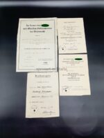 Wehrmacht Heer, 4er Urkundengruppe des Sanitäts-Feldwebel Friedrich Oetzmann, Veterinär-Kompanie 22/Transport-Sicherungs-Bataillon 384 (Krim/Warschau)