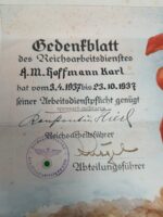 Gedenkblatt Reichsarbeitsdienst Abt.9/222 hessisch Gladenbach – Bild 4