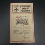 1.Weltkrieg, Besitz-Zeugnis Eisernes Kreuz 2.Klasse 1914 an den Infanteristen Josef Schöberl aus Laub (Stadtamhof/Regensburg) (16. Königlich Bayerisch Infanterie-Division), 5./bayerische-Minenwerfer-Infanterie-Regiment