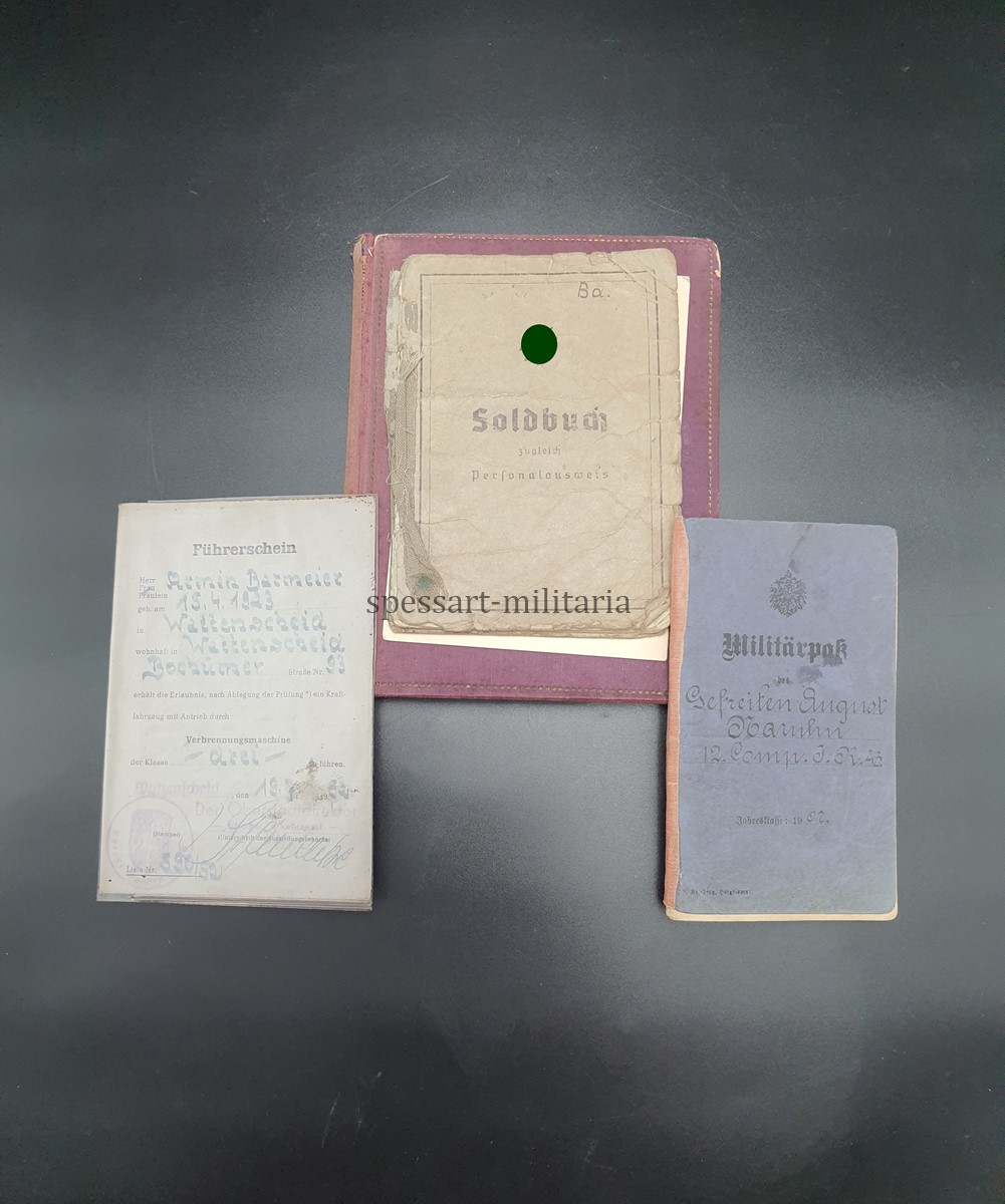 Waffen-SS Soldbuch des SS-Untersturmführers Armin Barmeier aus Wattenscheid, 17.SS-Panzergrenadier-Division "Götz von Berlichingen" Regiment 38