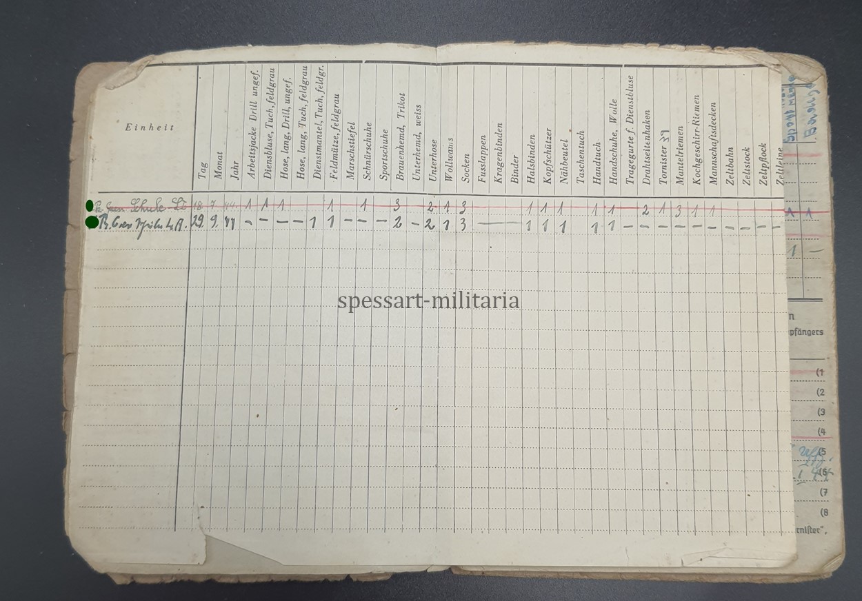 Waffen-SS Soldbuch des SS-Untersturmführers Armin Barmeier aus Wattenscheid, 17.SS-Panzergrenadier-Division "Götz von Berlichingen" Regiment 38