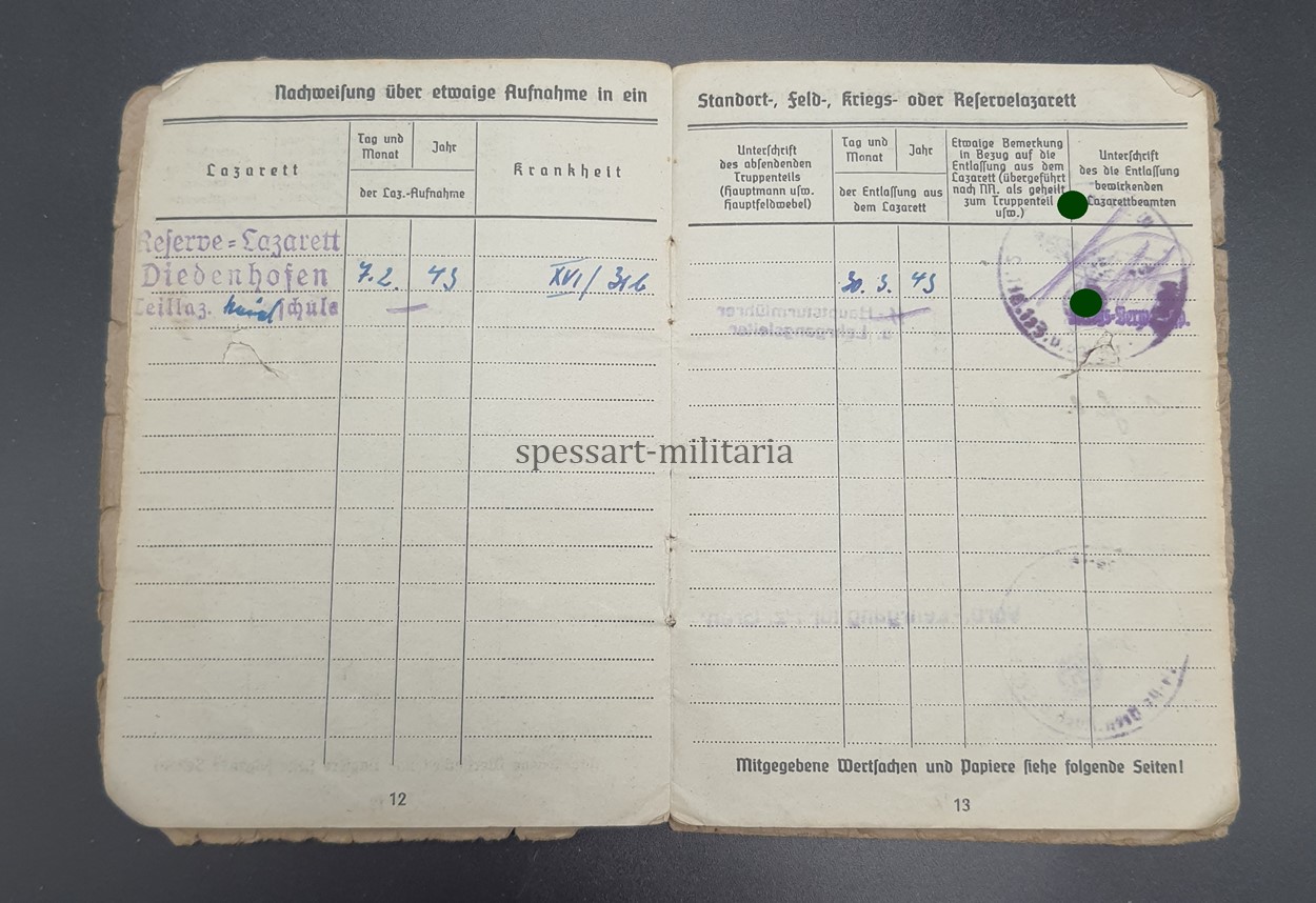 Waffen-SS Soldbuch des SS-Untersturmführers Armin Barmeier aus Wattenscheid, 17.SS-Panzergrenadier-Division "Götz von Berlichingen" Regiment 38