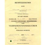 Urkunde Verwundetenabzeichen Silber Pion. Kp. Ostpr. 2 (Italien) (65. Infanterie Division)