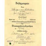 Urkunde Verwundetenabzeichen Schwarz Gren/Inf. Ers. Batl. 9 (Moschaisk) (23.Infanterie Division)