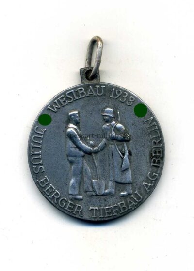 Erinnerungsmedaille der Firma Julius Berger Tiefbau AG Berlin Westbau 1938 "Limes Abschnitt Karlsruhe"