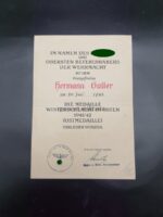 Urkunde Ostmedaille Gren.Ers.u.Ausb.Btl.355 Wetzlar, 214 ID Hanau, Norwegen
