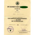 Urkunde Kriegsverdienstkreuz 2. Klasse mit Schwertern Kriegsmarine Komando Nordsee, Wilhelmshafen