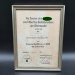 Urkunde Kriegsverdienstkreuz 2.Klasse mit Schwertern, 3.Res.Flakabt.222
