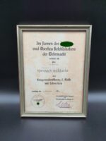 Urkunde Kriegsverdienstkreuz 2.Klasse mit Schwertern, 3.Res.Flakabt.222