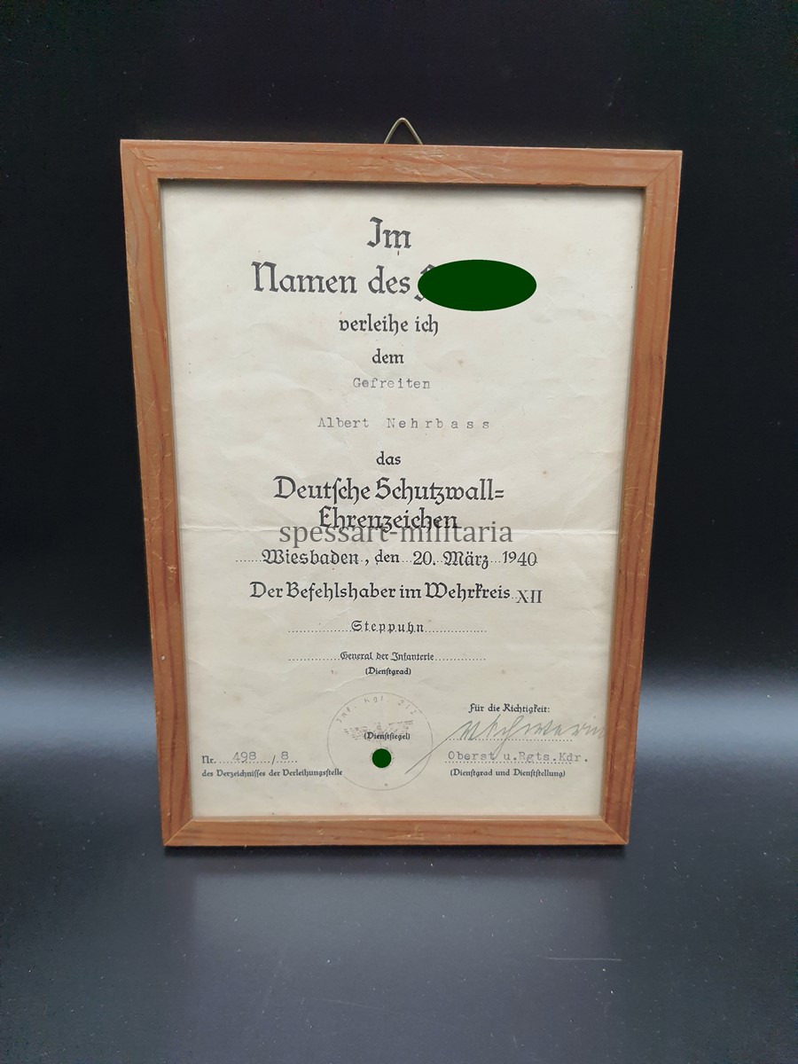20261011_144635 Urkunde Schutzwall-Ehrenzeichen Inf.Rgt.212 – Bild 1
