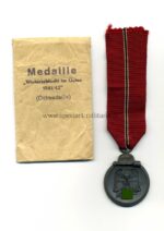Ostmedaille mit Verleihungstüte, Hst. 88 – “Werner Redo, Saarlautern”, Winterschlacht im Osten 1941/42