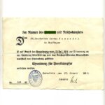 Urkunde Ehrenkreuz für Frontkämpfer 1914/1918 Neresheim/Bopfingen