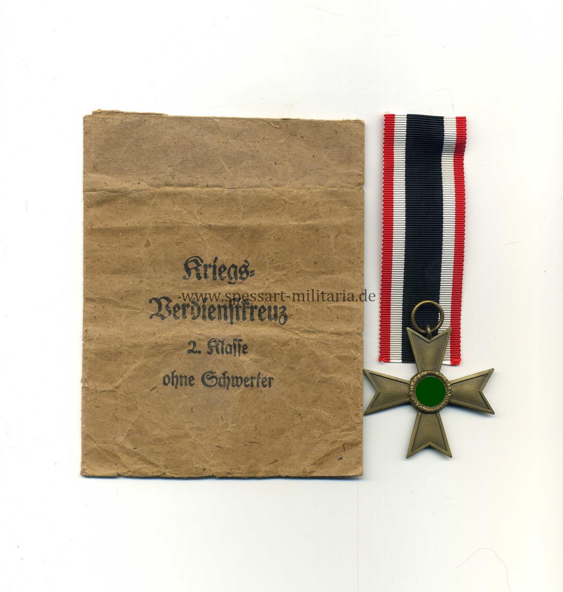 img057 Kriegsverdienstkreuz ohne Schwertern 2.Klasse 1939 mit Verleihungstüte, (Hst. 99 - Schwertner & Cie., Granz-Eggenberg) – Bild 1