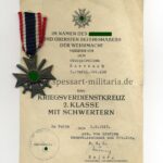 Kriegsverdienstkreuz 2. Klasse 1939 mit Urkunde 3./Aufkl.Abt. 158