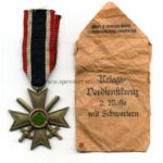 Kriegsverdienstkreuz 2. Klasse mit Schwertern und Verleihungstüte, Rudolf Wächtler & Lange, Mittweida