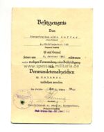 Urkunde Verwundetenabzeichen Schwarz A. San. Abt. 532