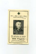 Sterbekarte Gefreiter Fegers, Inf. Regt 77