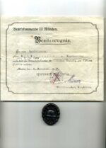 Verwundetenabzeichen 1918 in Schwarz mit Besitzzeugnis und Übersendungsschreiben Eisernes Kreuz 1914 2.Klasse, 11./Bayer.Res.Inf.Regt.15 (Englwarting)