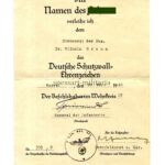 Urkunde, Stabsarzt der Reserve Dr. Wilhelm Braun, Deutsches Schutzwall Ehrenzeichen, Wehrkreis IX Armee Sanitäts Abteilung 592