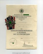 Kriegsverdienstkreuz 2. Klasse 1939 mit Urkunde 355 Infanterie Division
