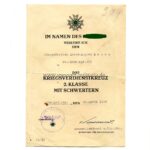 Urkunde Kriegsverdienstkreuz 2. Klasse 1939 mit Schwertern
