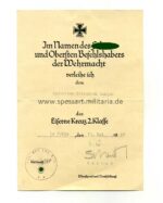Urkunde Eisernes Kreuz 2. Klasse 1939 14./I.R.503