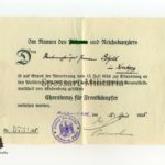 Urkunde Ehrenkreuz für Frontkämpfer 1914/1918