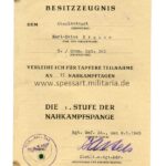 Urkunde Nahkampfspange Bronze Oberleutnant, 5./Gren.Rgt.385, Verleihung 1945