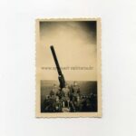 Wehrmacht Privataufnahme Flakmannschaft an der Flak 10,5 cm