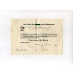 Urkunde Ehrenkreuz für Eltern
