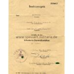 Urkunde Infanterie Sturmabzeichen Silber, Stab/Div.Füs.Btl.(A.A) 168