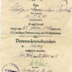 Urkunde Verwundetenabzeichen Schwarz 11./I.R.72, 132 I.D.