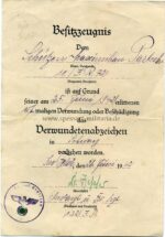 Urkunde Verwundetenabzeichen Schwarz 11./I.R.72, 132 I.D.