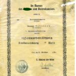 Urkunde Kriegsmarine Dienstauszeichnung für 4 Jahre, 1.Minensuchflottille,sehr selten