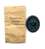 Verwundetenabzeichen Schwarz mit Tüte Fritz Kohm, Pforzheim