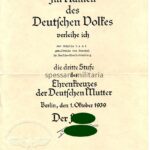 Urkunde Mutterkreuz Bronze